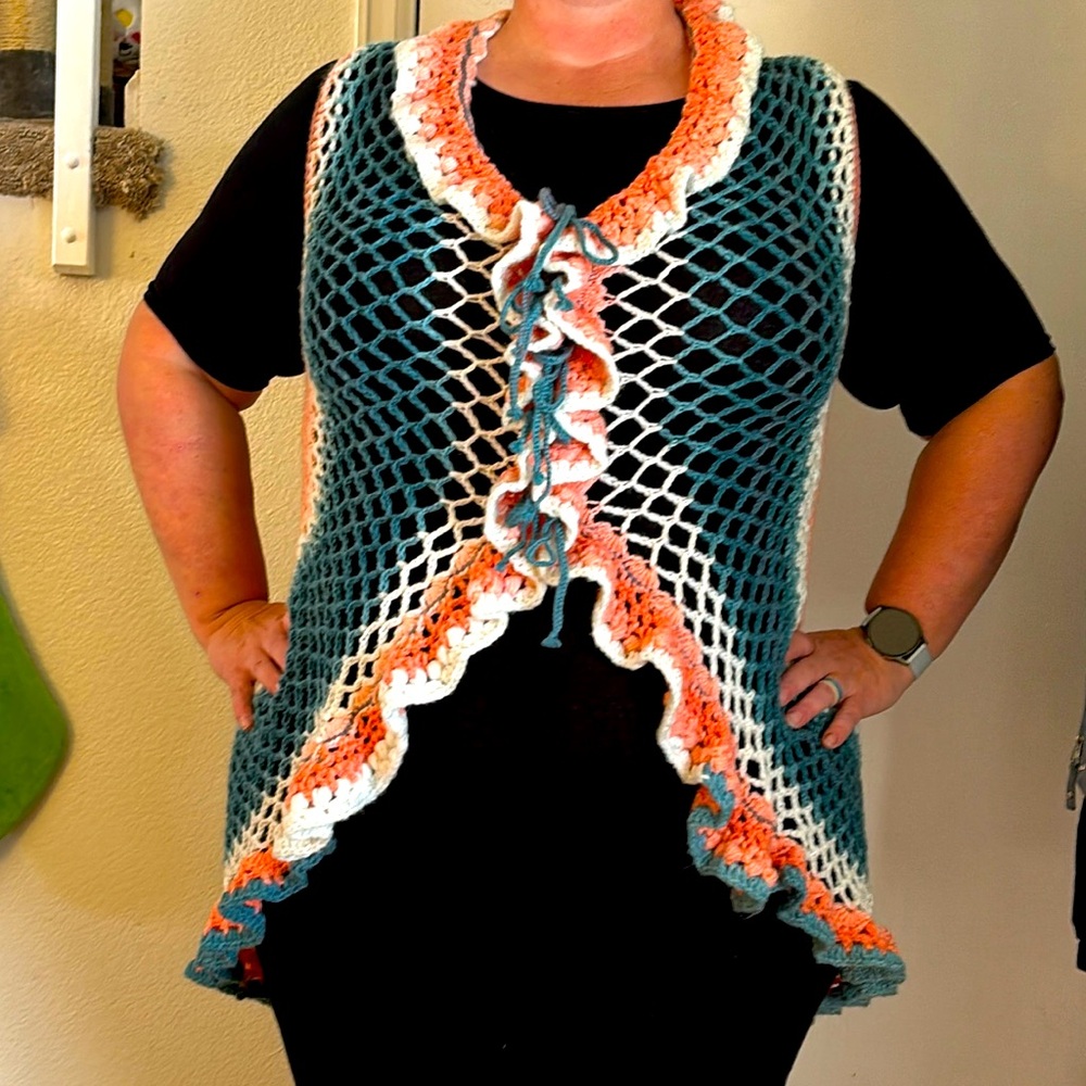 Multicolored Handmade Crocheted Mandala Sweater Vest